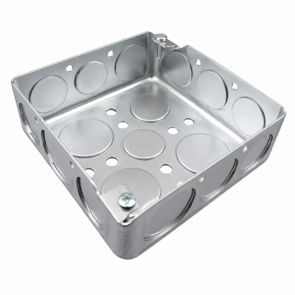 CAJETIN METALICO CUADRADO DE 4" X 4" (1.0MM) DE 1/2" X 3/4" ZINCADO REF. 521517515 MARCA DONSEN