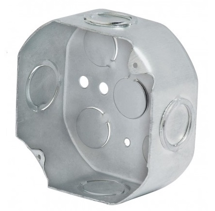 CAJETIN METALICO OCTOGONAL (1.0MM) DE 1/2" X 3/4" ZINCADO REF. 541517515 / EMTB102 MARCA DONSEN ILUMINAK