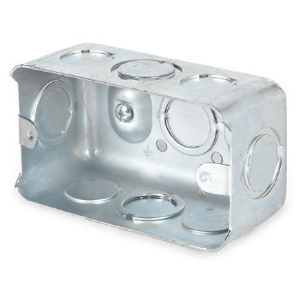 CAJETIN METALICO RECTANGULAR DE 4" X 2" (1.0MM) DE 1/2" X 3/4" ZINCADO REF. 583617515 / EMTB103 MARCA DONSEN - ILUMINAK