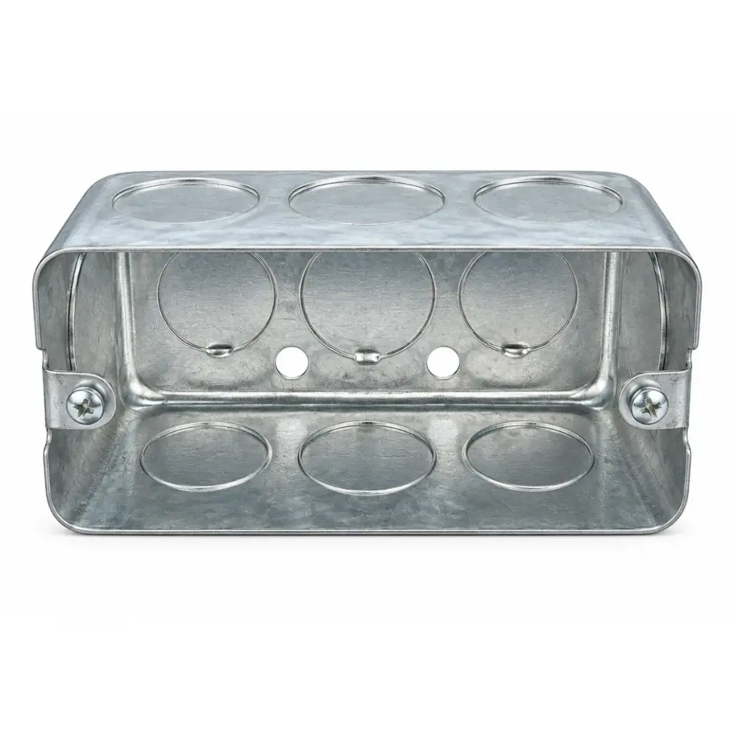 CAJETIN METALICO RECTANGULAR DE 4" X 2" (1.0MM) DE 1/2" X 3/4" ZINCADO REF. 583617515 / EMTB103 MARCA DONSEN - ILUMINAK