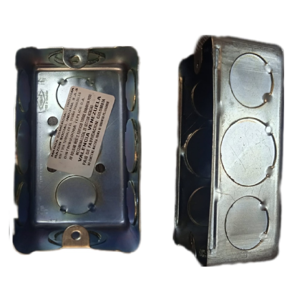 CAJETIN METALICO RECTANGULAR DE 4" X 2" X 1/2" X 3/4" C.26 0.45MM ZINCADO REF. 12020002 MARCA INDUMA