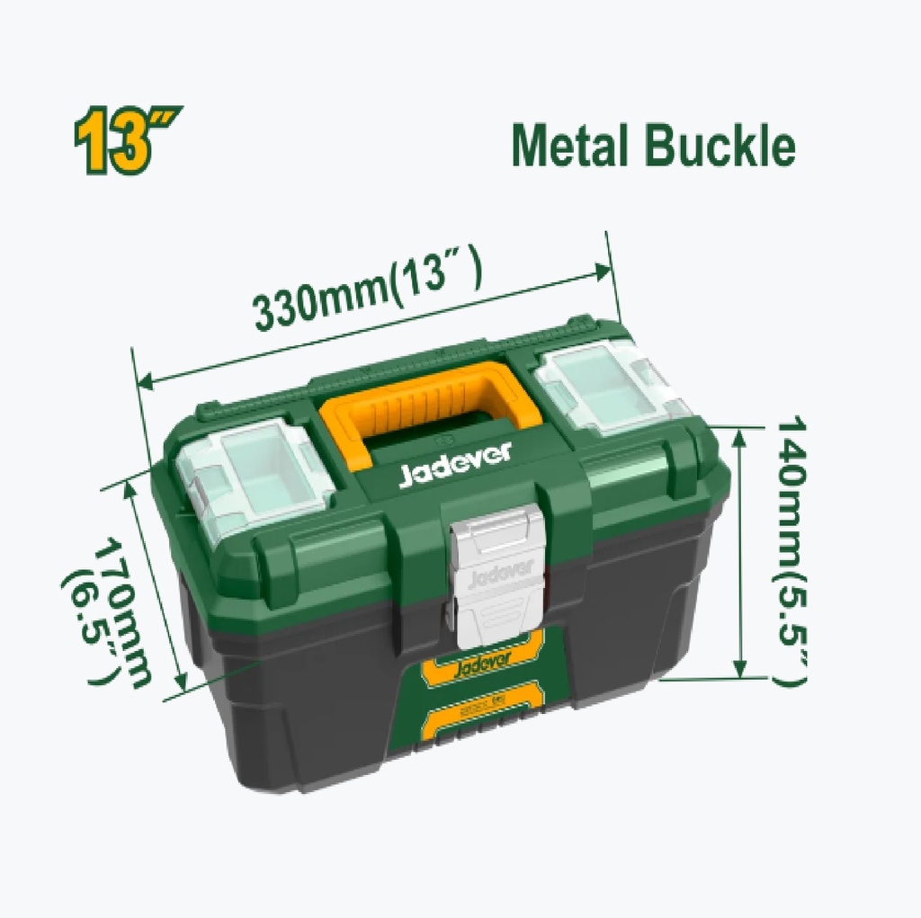 CAJA DE HERRAMIENTA 13" HEBILLA METALICA CAPACIDAD 8 KG REF. JDTB1313 / 215673 MARCA JADEVER