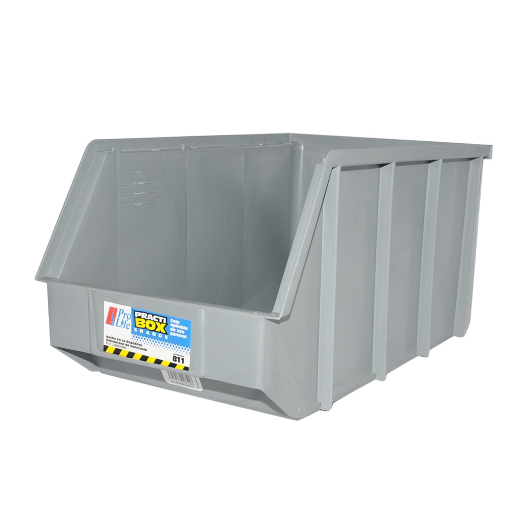 CAJA APILABLE GRANDE PRACTIC BOX ( 37 CM X 22 CM X 19 CM ) COLOR GRIS REF. 811-7 MARCA PRO-LIFE