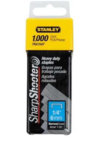 CAJA DE GRAPAS PARA TRABAJO PESADO 1/4" - 6MM X 1000 PZAS REF.TRA704T / GRA-710 MARCA STANLEY