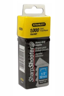 CAJA DE GRAPAS PARA TRABAJO PESADO 1/2" - 12MM X 1000 PZAS REF.TRA708T / GRA-713 MARCA STANLEY