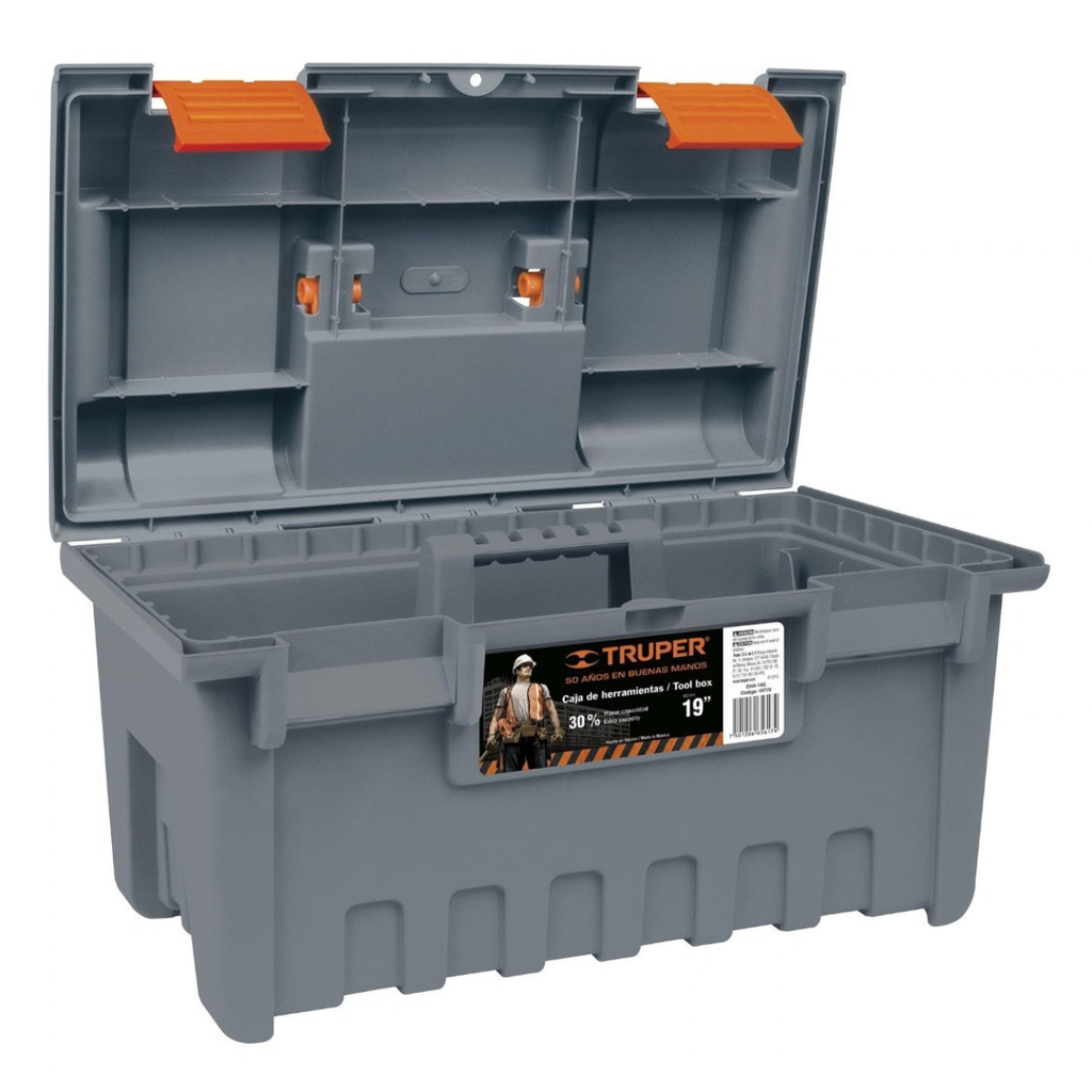 CAJA DE HERRAMIENTA C/BANDEJA 19 X 10 1/2" PLASTICA MOD.CHA-19N REF.19779 MARCA TRUPER