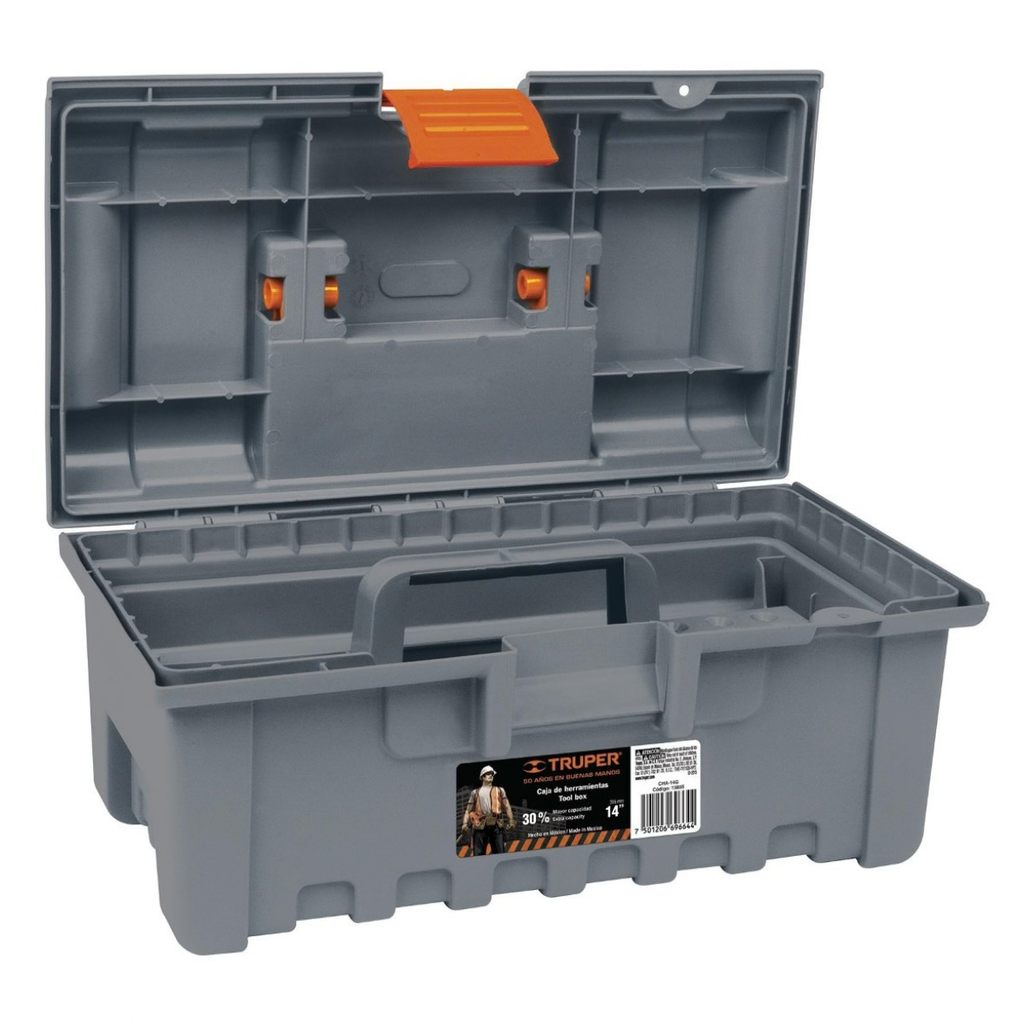CAJA DE HERRAMIENTAS C/BANDEJA 14 X 8" MOD.CHA-14G REF.19855 MARCA TRUPER