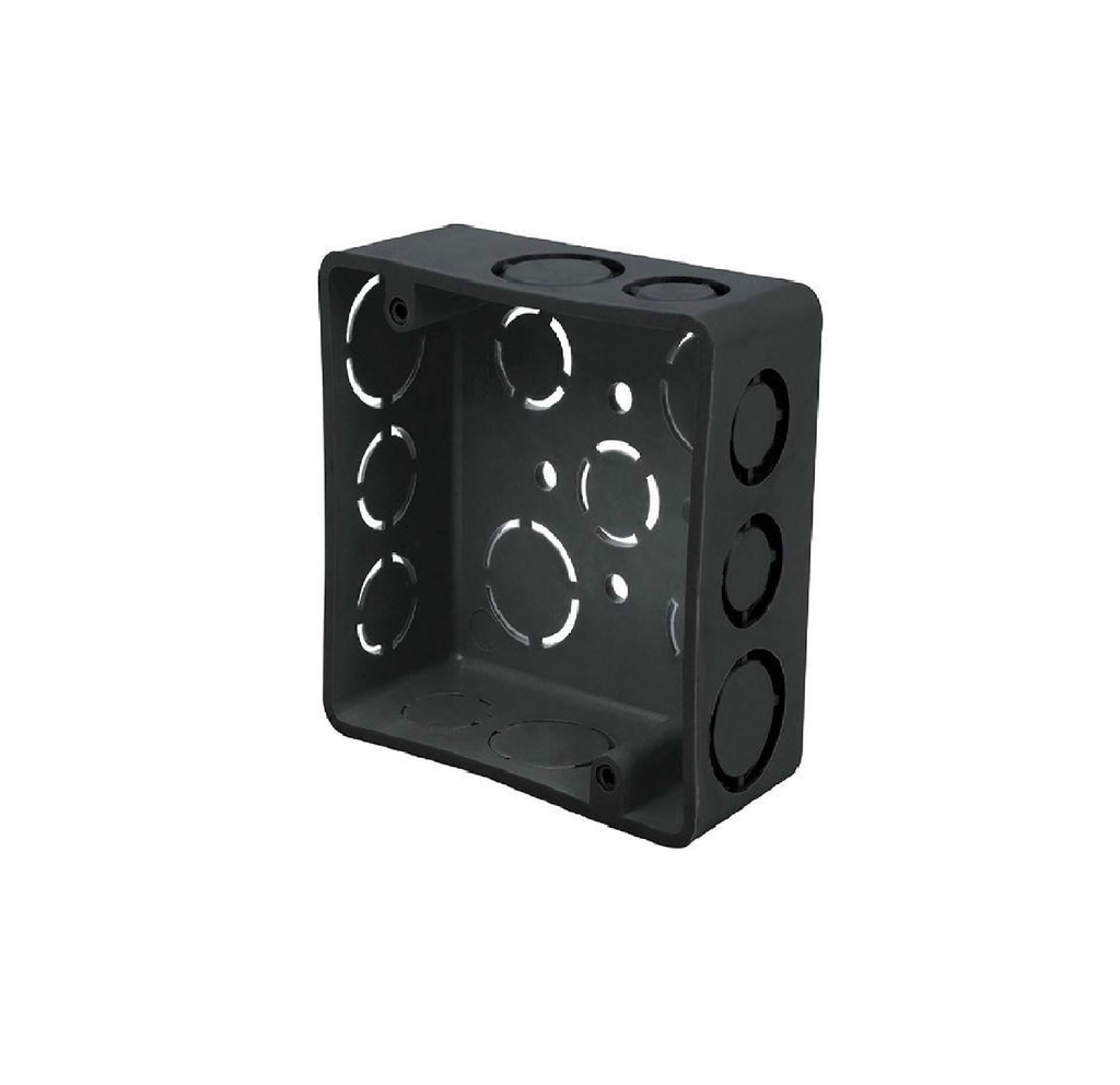 CAJETIN DE EMPOTRAR CUADRADO PLASTICO 4 " X 4" (1/2" X 3/4") REF. CA-CU COLOR NEGRO MARCA UNION K