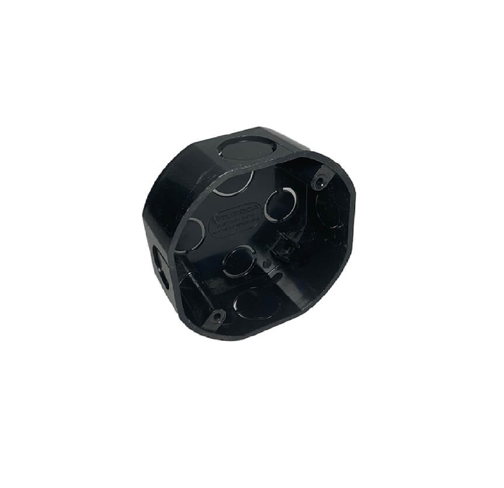 CAJETIN DE EMPOTRAR OCTOGONAL PLASTICO 1/2" X 3/4" COLOR NEGRO MARCA UNION K