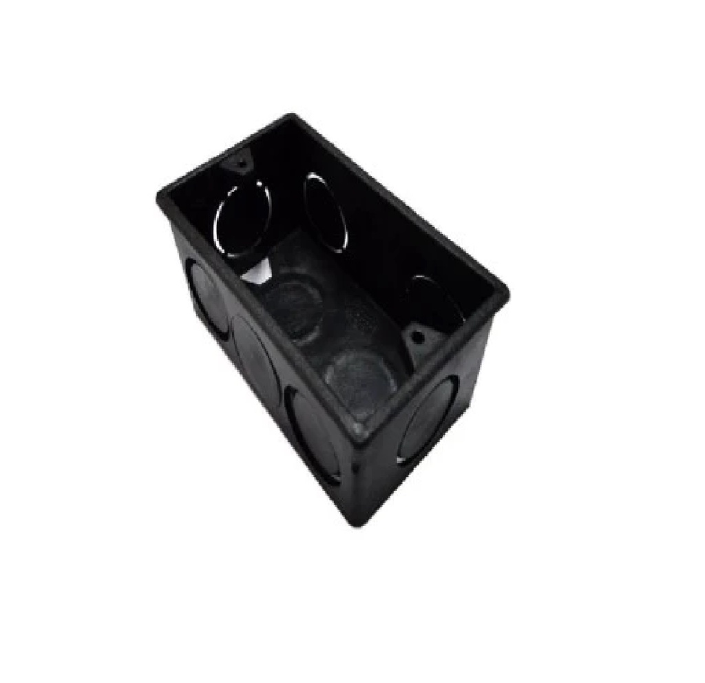 CAJETIN DE EMPOTRAR CUADRADO PLASTICO 4 " X 2" (1/2" X 3/4") COLOR NEGRO REF. CA-RC MARCA UNION K