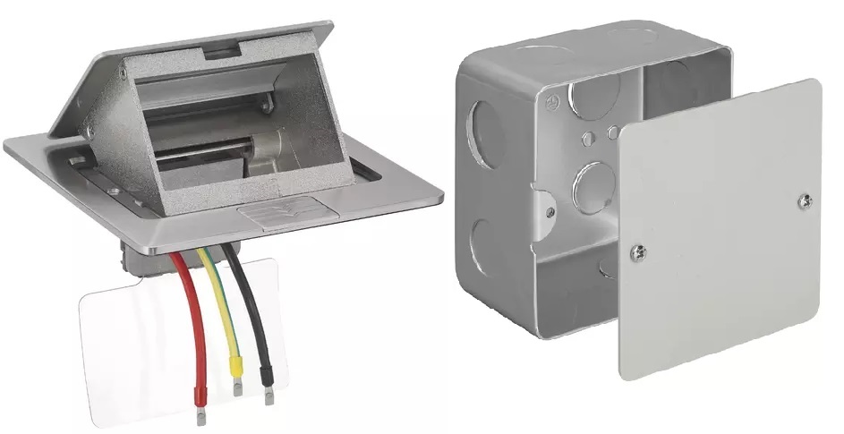 CAJA DE PISO /SUELO/TOPE 3 MOD S/PLANA / ARKE / NEVE / EIKON + CAJETIN EMB REF.V54303 + V54903 VIMAR