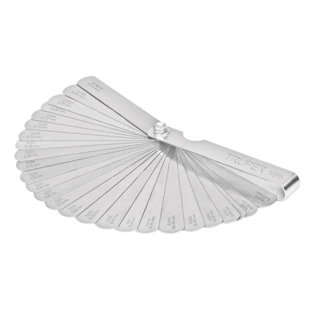 CALIBRADOR DE LAMINAS 26 HOJAS STAD - MM / PULG P/ VALVULAS/BUJIAS MOD.CAL-26 REF.14396 MARCA TRUPER