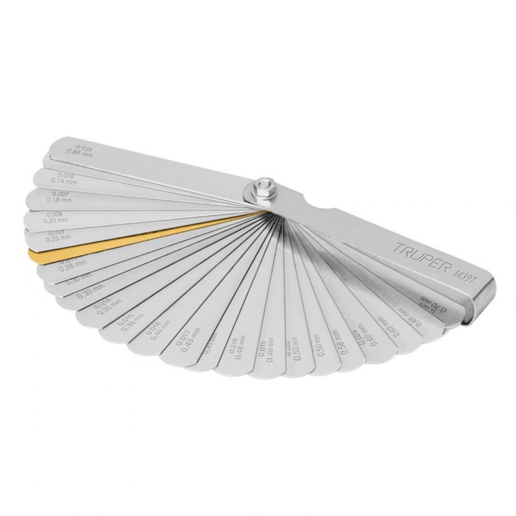 CALIBRADOR DE LAMINAS 32 HOJAS STAD - MM / PULG P/ VALVULAS/BUJIAS MOD.CAL-32 REF.14397 MARCA TRUPER