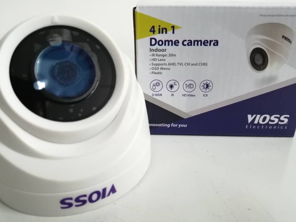 CAMARA DE SEGURIDAD DOMO DC 12 V 550 MA 3.6MM HD 2 MP 4 EN 1 MOD.CD2A20XI23 REF.105174 MARCA VIOSS