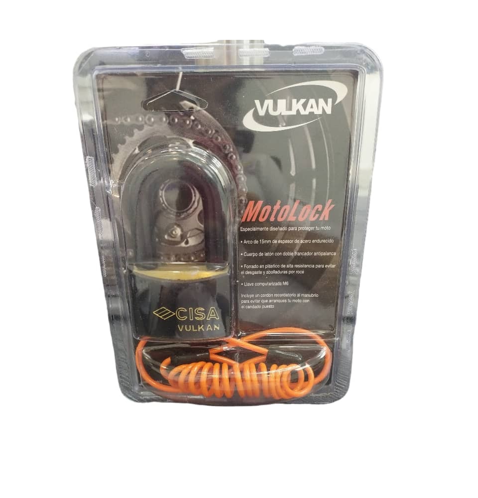 CANDADO PLANO DE ARCO 15 MM VULKAN MOTOLOCK DE 60MM LLAVE M6 REF. 122610600 / 042590 MARCA CISA