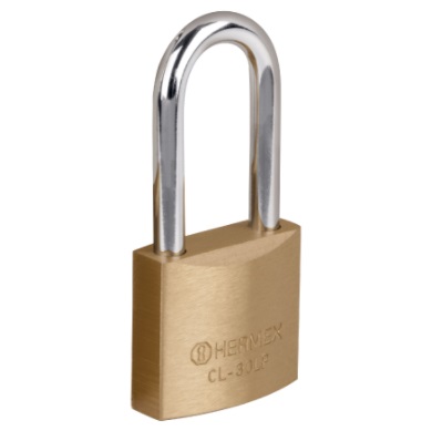 CANDADO PLANO RECTO 30 MM ARCO LARGO MOD. CLP-30L REF. 23516 MARCA HERMEX