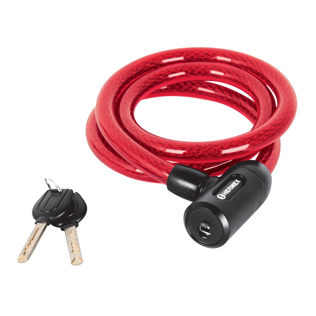 CANDADO DE SEGURIDAD TIPO GUAYA PARA BICICLETAS DE 1.2 MTS RECUBIERTO REF. 43920 MARCA HERMEX