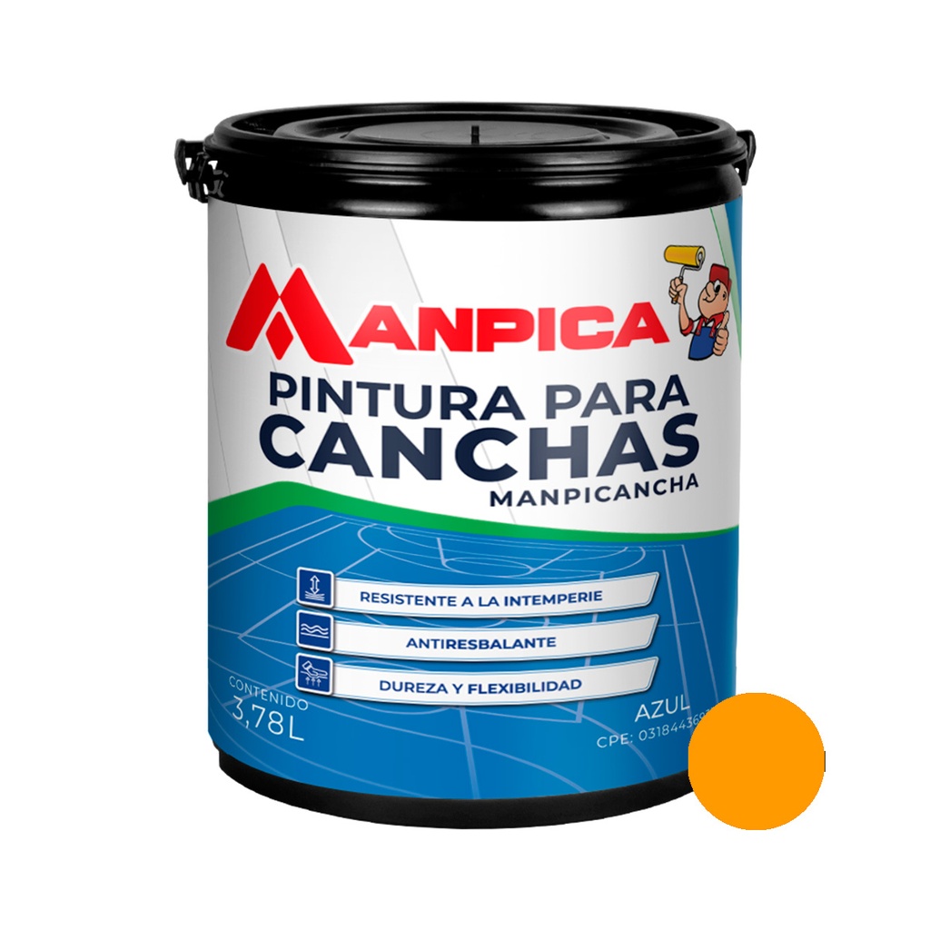 PINTURA PARA CANCHA COLOR AMARILLO 1 GL REF. CMC-200-10 MARCA MANPICA