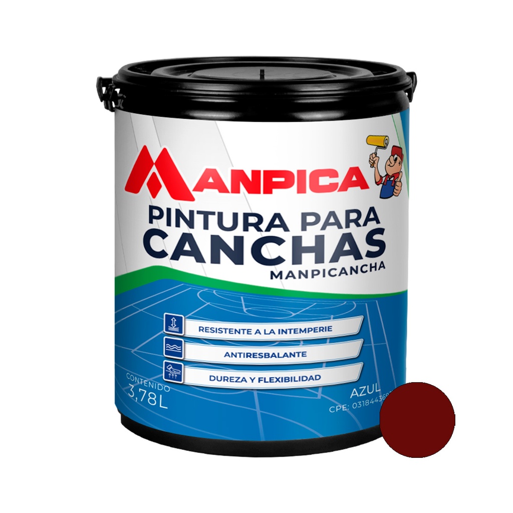 PINTURA PARA CANCHA COLOR ROJO 1 GL REF. CMC-300-10 MARCA MANPICA