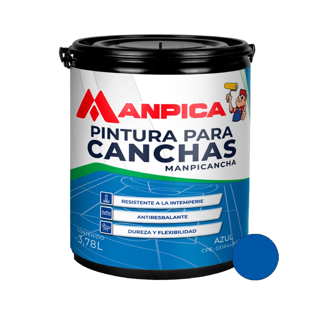PINTURA PARA CANCHA COLOR AZUL 1 GL REF. CMC-400-10 MARCA MANPICA