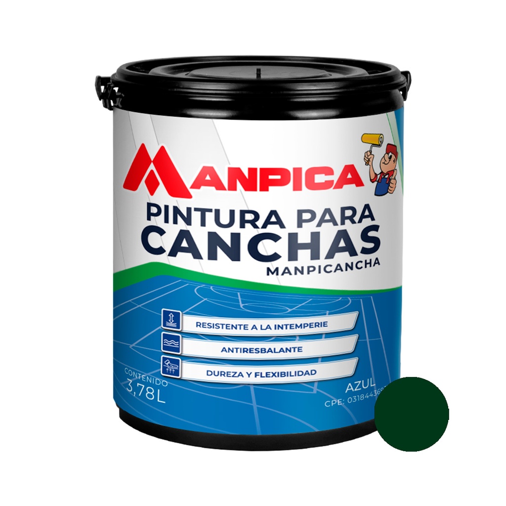PINTURA PARA CANCHA COLOR VERDE 1 GL REF. CMC-500-10 MARCA MANPICA