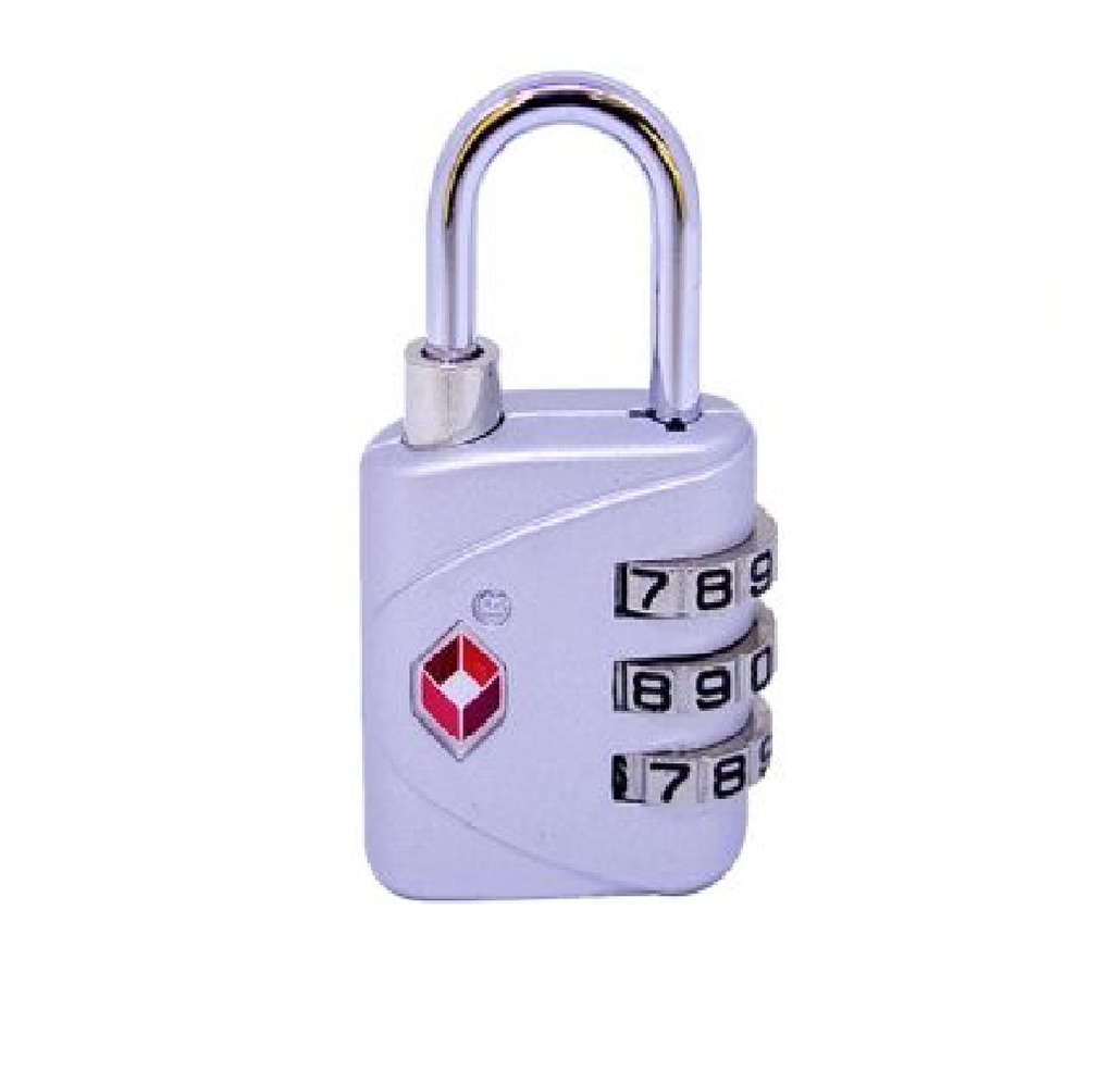 CANDADO DE COMBINACION TSA (3 DIALES) PLATEADO MOD. ZCE-5330DZ REF. CE0136 MARCA ZOE