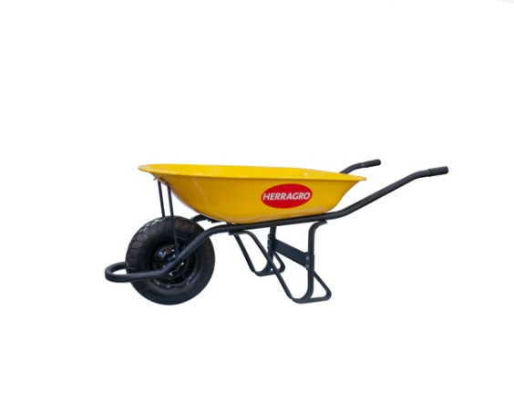 CARRETILLA DE CONSTRUCCION 75 LTS RUEDA ANTIPINCHAZO AMARILLO REF. 75RANP MARCA HERRAGRO