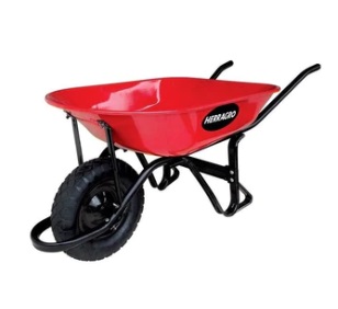 CARRETILLA DE CONSTRUCCION 76LTS RUEDA MACIZA COLOR ROJO SEMIBUGGY REF. R1000 /001981 MARCA HERRAGRO