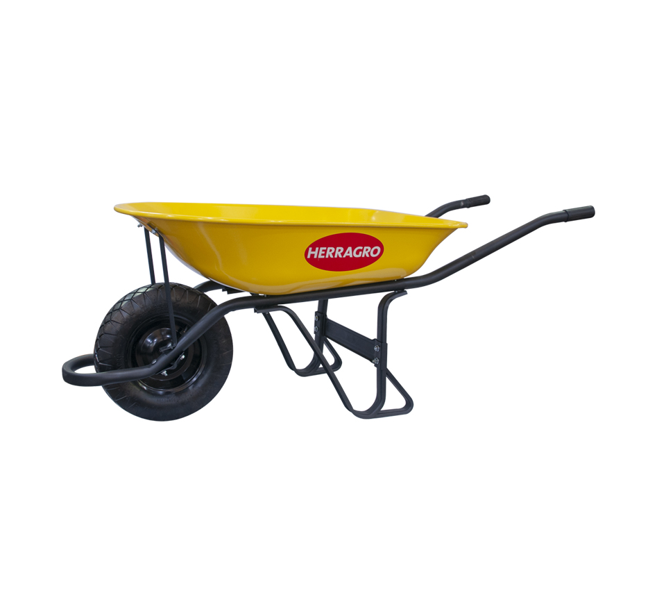 CARRETILLA DE CONSTRUCCION 76LTS RUEDA NEUMATICA AMARILLO R1200 COD.003145 / 17120000 MARCA HERRAGRO