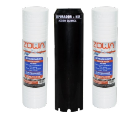 CARTUCHO PARA FILTRO TRIPLE DEPURADOR+KDF+ 2 DESBARRADORES 10" REF. TRIPACK-RO MARCA ZOWA ( PROMO )