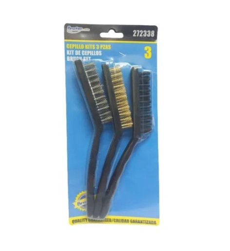 KIT CEPILLO DE ALAMBRE MANGO DE PLASTICO 3 UNIDADES REF. 272338 MARCA BRUFER