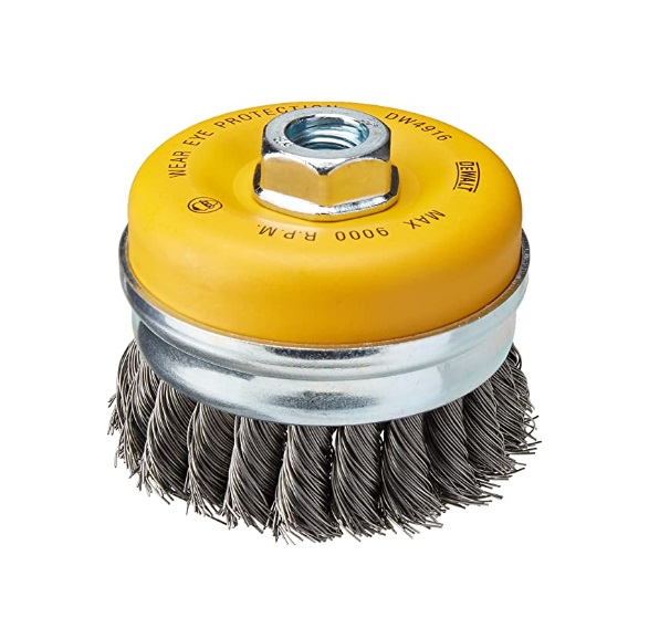 CEPILLO DE COPA TRENZADO 4" X 5/8" ACERO AL CARBONO 0.5 MM REF. DW4916 / CEP-700 MARCA DEWALT
