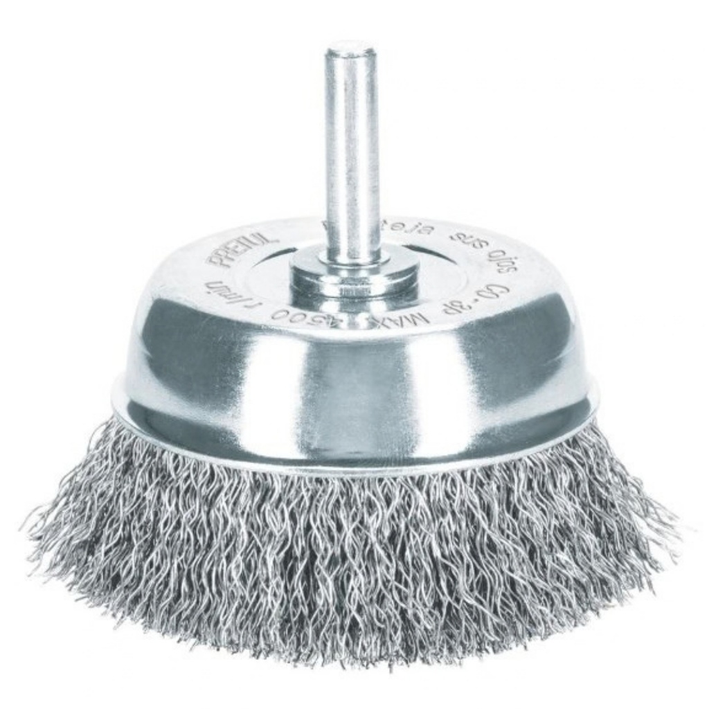 CEPILLO DE COPA 1/4 X 3" CALIBRE ONDULADO CALIBRE 0,3 MM 4500RPM MOD.CO-3P REF. 21005 MARCA PRETUL