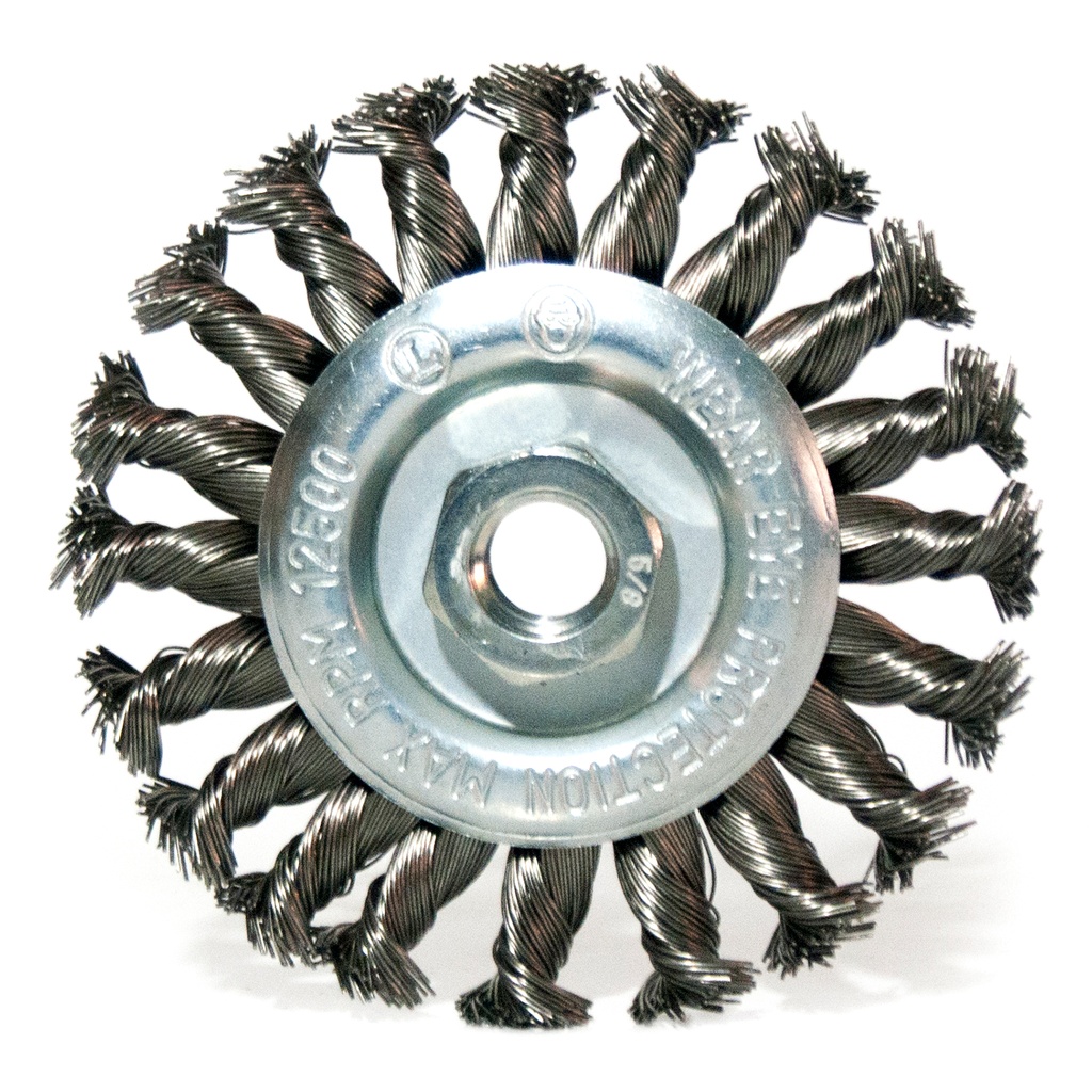 CEPILLO CIRCULAR TRENZADO 4 1/2" X 1/2" C/ TUERCA 5/8" A/C DE 50MM REF. 8003400 MARCA STRUGGER