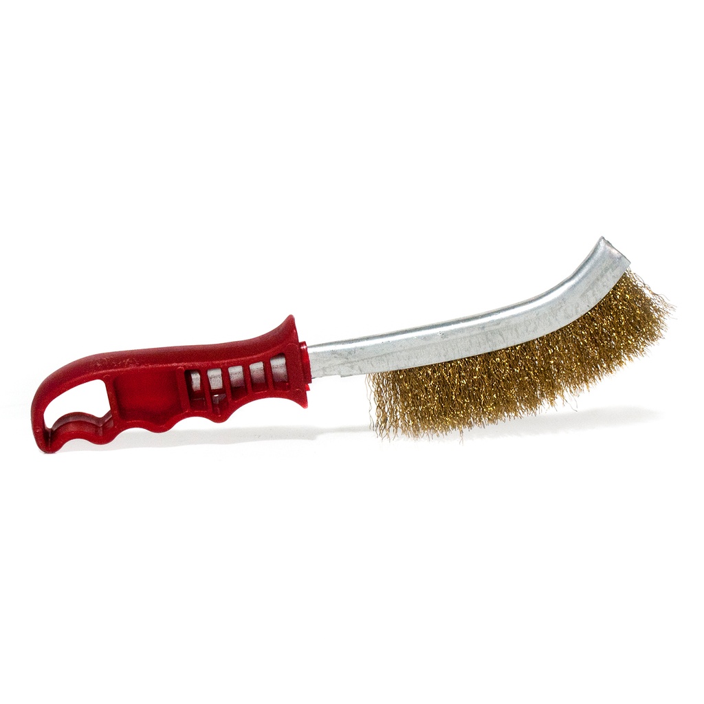 CEPILLO DE ALAMBRE CURVO UNIVERSAL CALIBRE 0.30 MM DE LATON / MANGO PVC REF. 8003700 MARCA STRUGGER