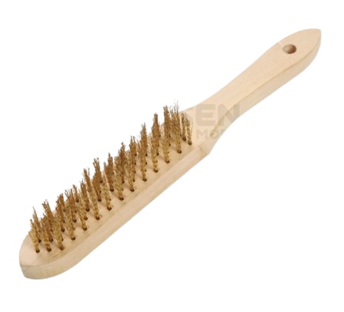 CEPILLO DE ALAMBRE CURVO Y ENCHAPADO DE COBRE - 4 LINEAS - MANGO DE MADERA REF. 32065 MARCA TOLSEN