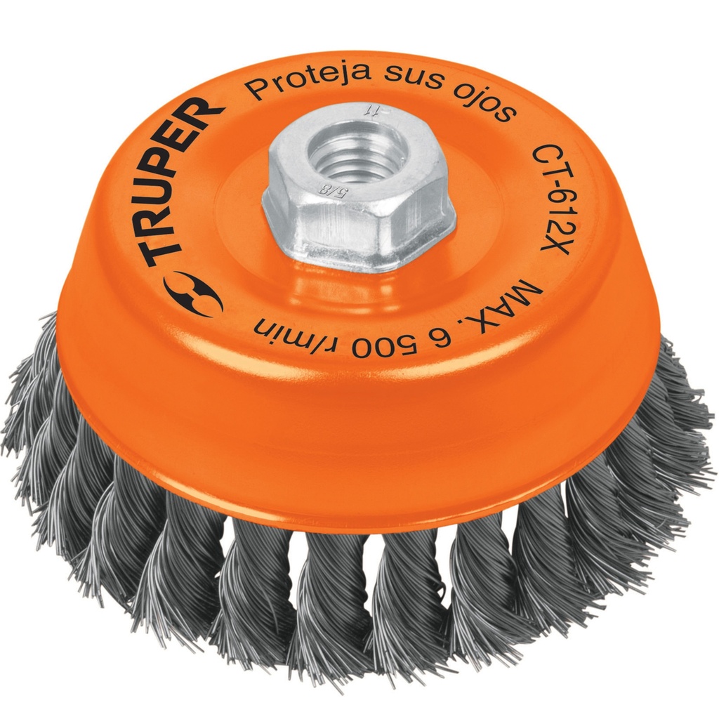 CEPILLO COPA ALAMBRE TRENZADO GRUESO 5" X 5/8" 6500 RPM MOD.CT-612X REF.11542 MARCA TRUPER