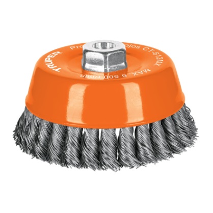 CEPILLO COPA ALAMBRE TRENZADO GRUESO 5" X 14MM 6500 RPM MOD.CT-612MX REF.11543 MARCA TRUPER