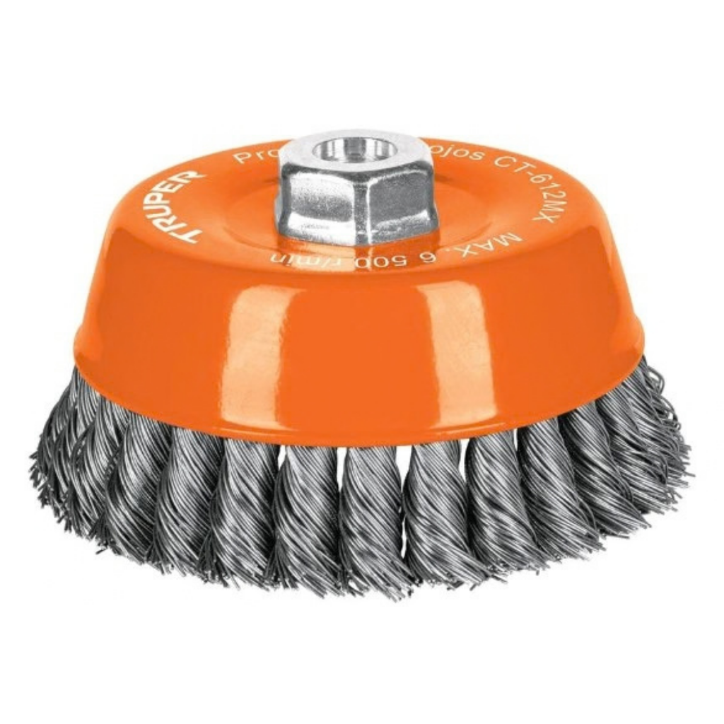 CEPILLO COPA ALAMBRE TRENZADO GRUESO 5" X 14MM 6500 RPM MOD.CT-612MX REF.11543 MARCA TRUPER