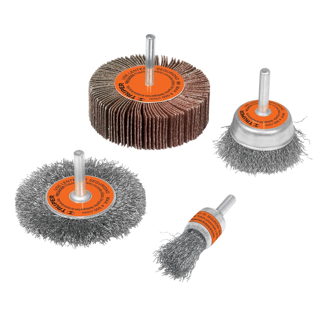 CEPILLO DE ALAMBRE CIRCULAR AC JGO 4 PZAS MOD. JCA-4P REF. 11577 MARCA TRUPER