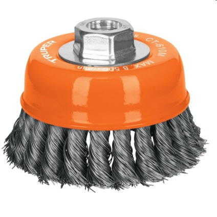 CEPILLO COPA ALAMBRE TRENZADO 4" X 14MM CAL.0.35 MM MOD.CT-610M REF.14185 MARCA TRUPER