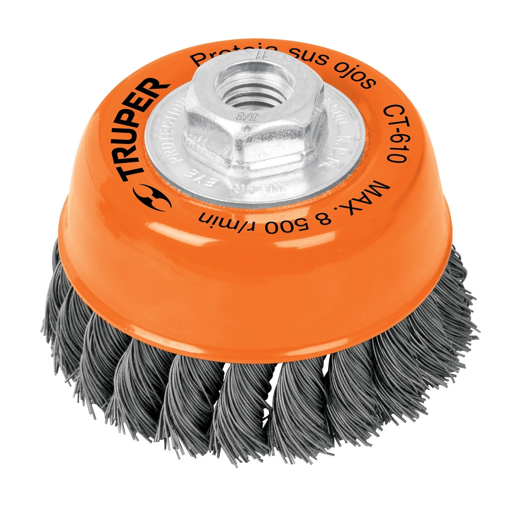 CEPILLO COPA ALAMBRE TRENZADO 4 X 5/8" CAL.0.35 MM MOD.CT-610 REF.14187 MARCA TRUPER