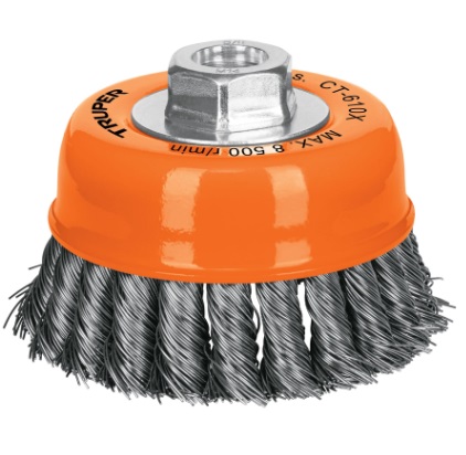 CEPILLO COPA ALAMBRE TRENZADO 4 X 5 / 8" EJE 5/8 - 11 MOD.CT-610X REF.17531 MARCA TRUPER
