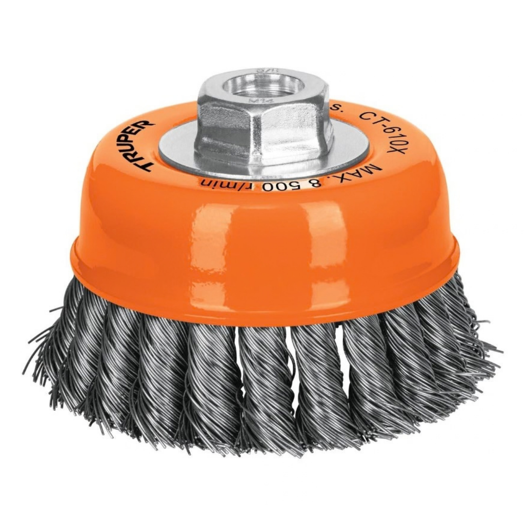 CEPILLO COPA ALAMBRE TRENZADO 4 X 5 / 8" EJE 5/8 - 11 MOD.CT-610X REF.17531 MARCA TRUPER