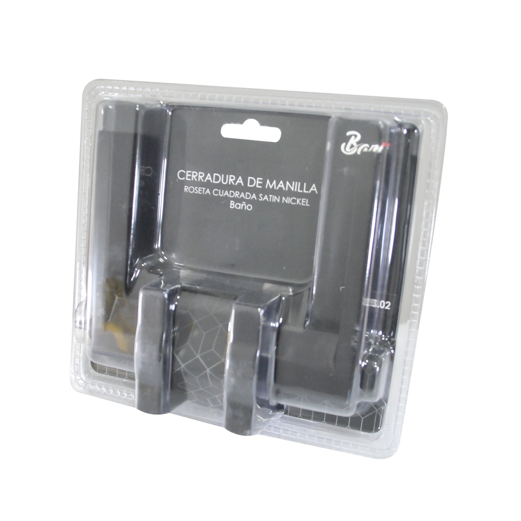 CERRADURA DE MANILLA CON ROSETA PARA BAÑO NEGRO MATE REF. CER.03.02 MARCA BARI