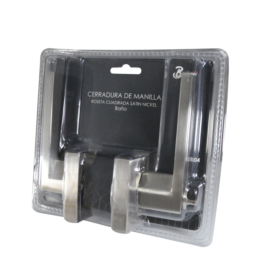 CERRADURA DE MANILLA CON ROSETA PARA BAÑO CEPILLADO REF. CER.03.04 MARCA BARI