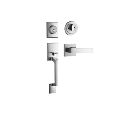 CERRADURA DE MANILLA CON ROSETA LLAVE -PASADOR P/PUERTA PRINCIPAL CROMADA REF.CER.04.03 MARCA BARI