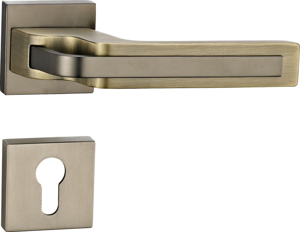 CERRADURA DE MANILLA CON ROSETA PARA BAÑO SERIE FERRARA ACERO/ BRONCE REF.CER.06.10 MARCA BARI