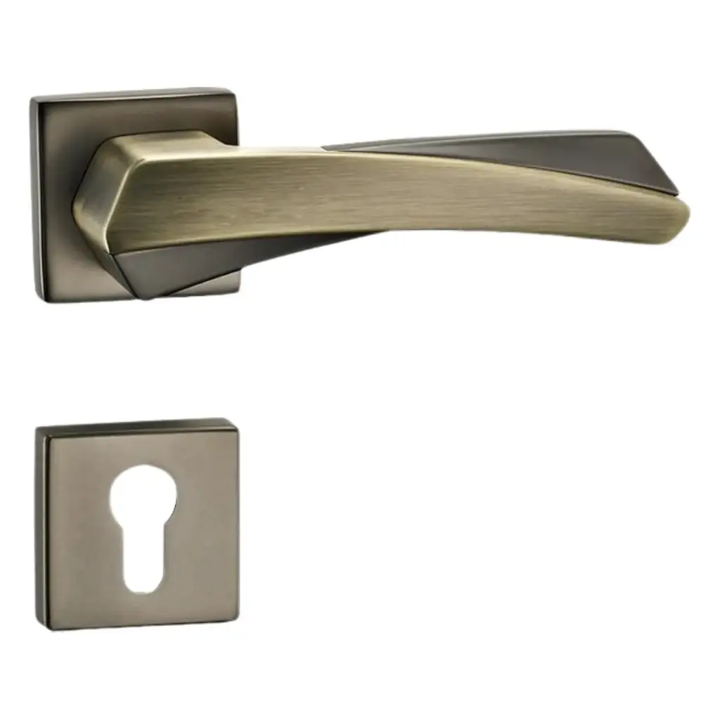 CERRADURA DE MANILLA CON ROSETA PARA BAÑO SERIE FERRARA ACERO/ BRONCE REF.CER.06.14 MARCA BARI