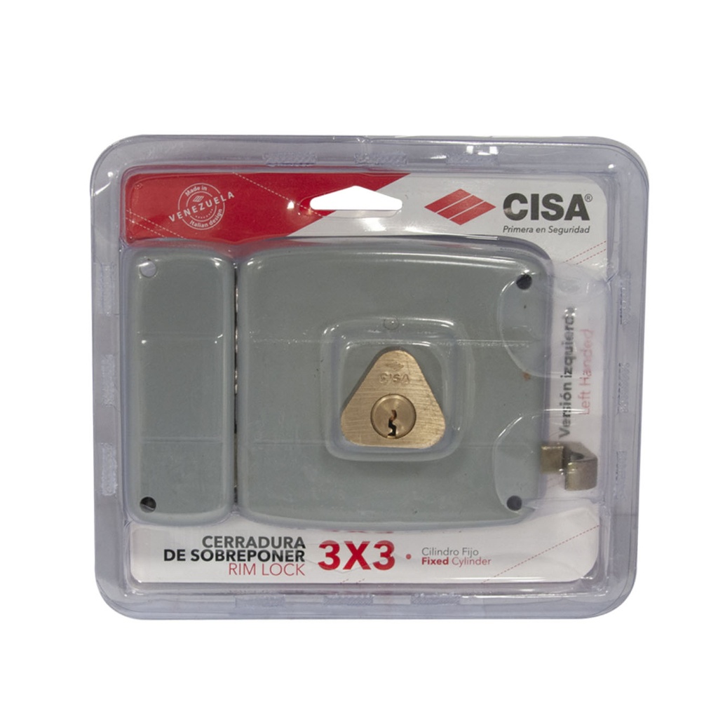 CERRADURA FIJA (BLISTER) DE SOBREPONER 5000 IZQUIERDA CILINDRO FIJO 3 X3 (3 BARRAS)COD.12640306 CISA